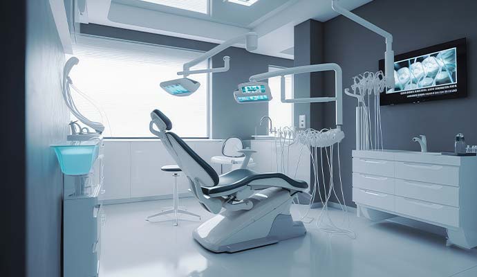 A clean and modern dental clinic treatment room