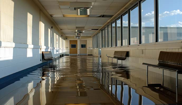 A flooded hallway