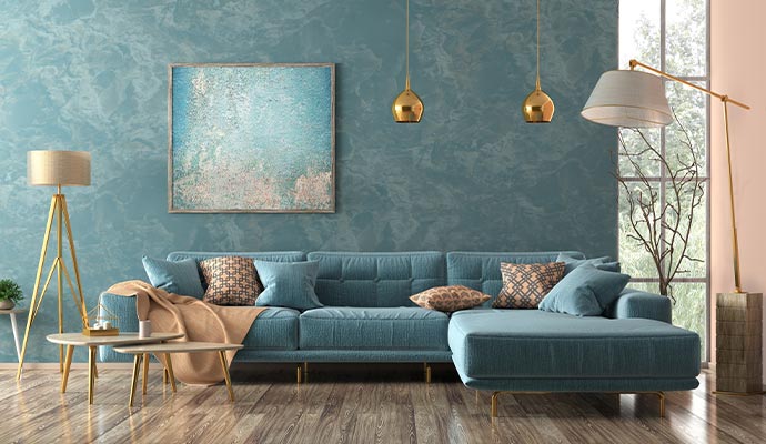 A beautiful sectional sofa in the living room