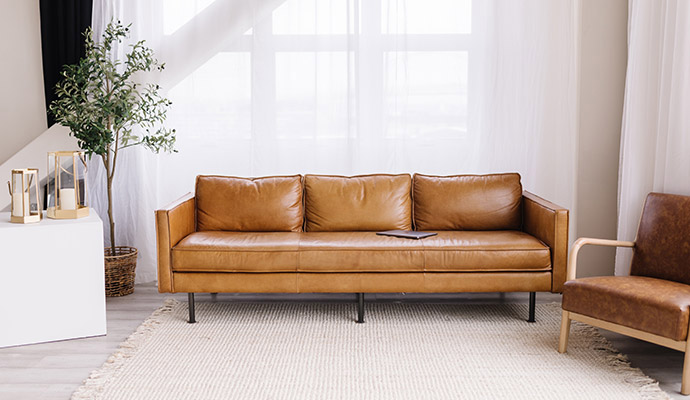 Brown leather sofa