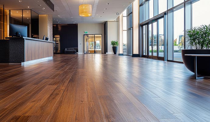 Clean commercial wooden floor