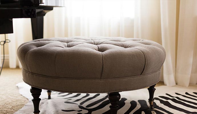 Close-up view of a clean ottoman