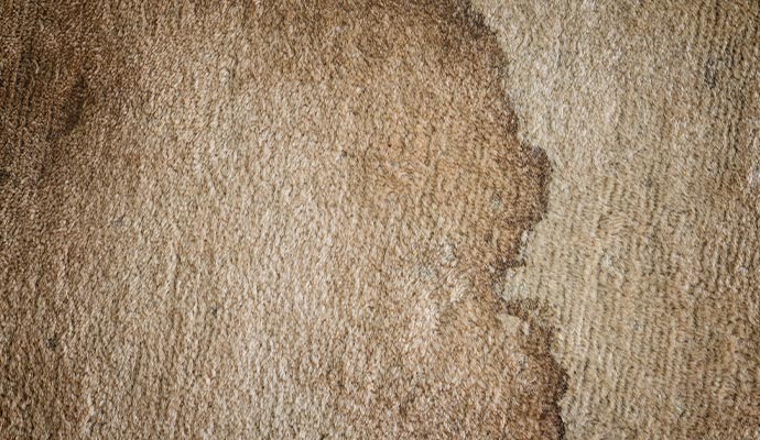 Close-up view of a stained carpet