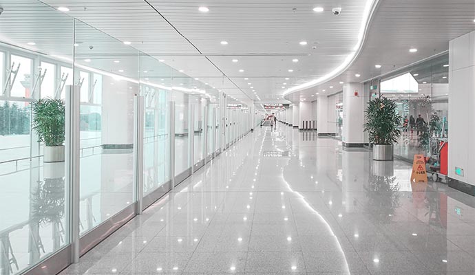 Luxurious commercial area with polished marble floor