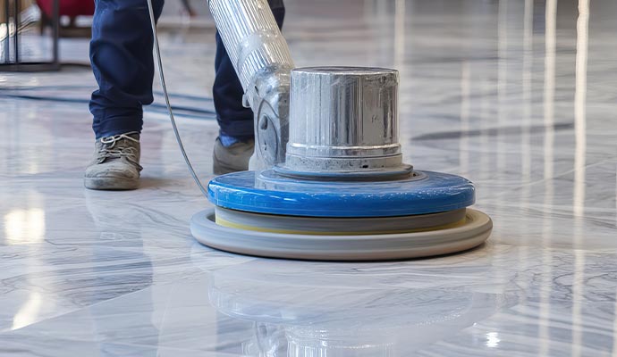Marble floor cleaning with equipment