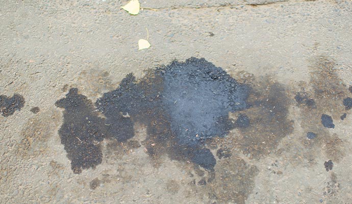 Oil stained concrete floor