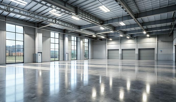 A clean and polished concrete floor