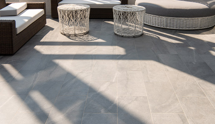 Polished granite floor living room