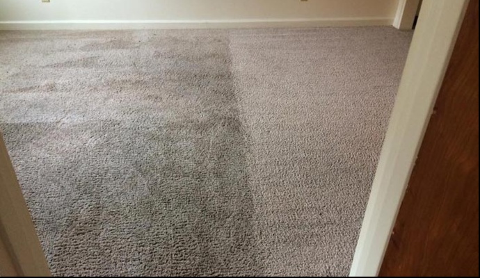 Carpet dyeing before and after
