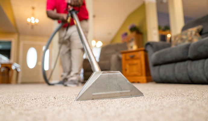 Carpet restoring service with equipment