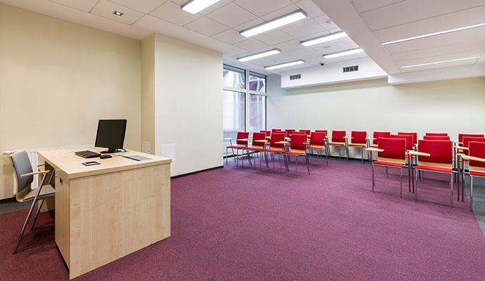Clean commercial carpet in a classroom