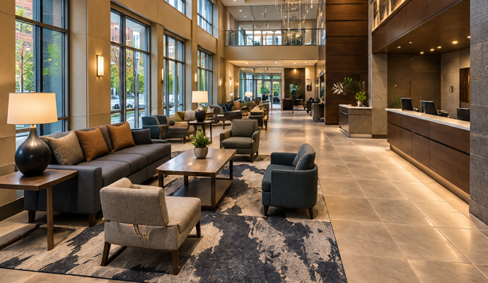 Clean hotel lobby