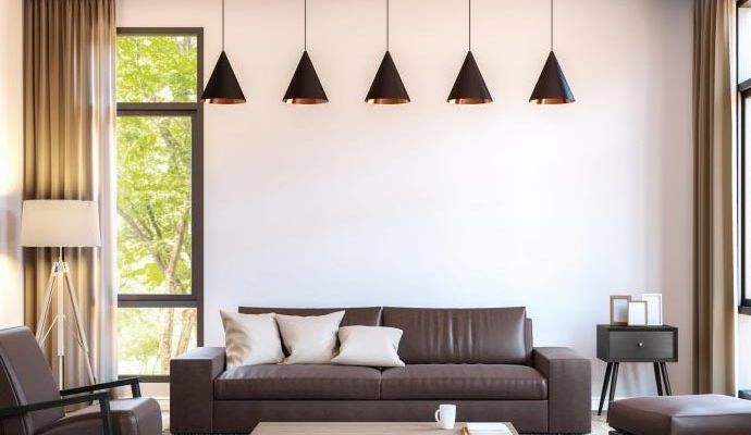 Clean leather furniture in a modern living room