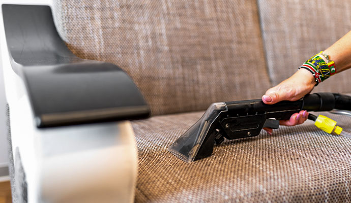 Cleaning fabric upholstery furniture with extraction wand