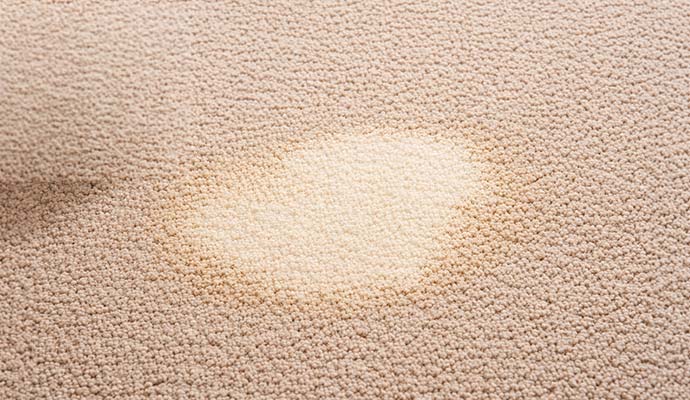 Close-up view of a bleach stained carpet