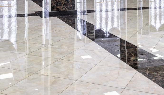 Close-up view of a clean marble stone floor