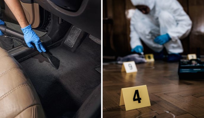 iCollage of auto interior and biohazard cleaning services