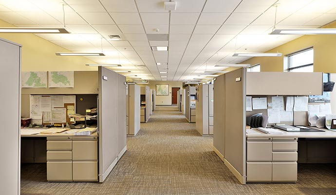 clean cubicle wall in commercial office