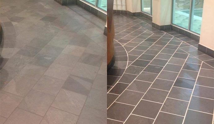 Cleaned floor in commercial building