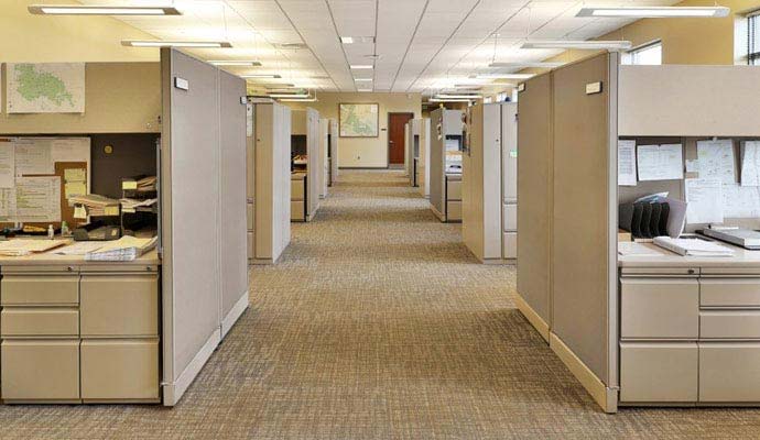 Professional cleaning of office cubicle walls