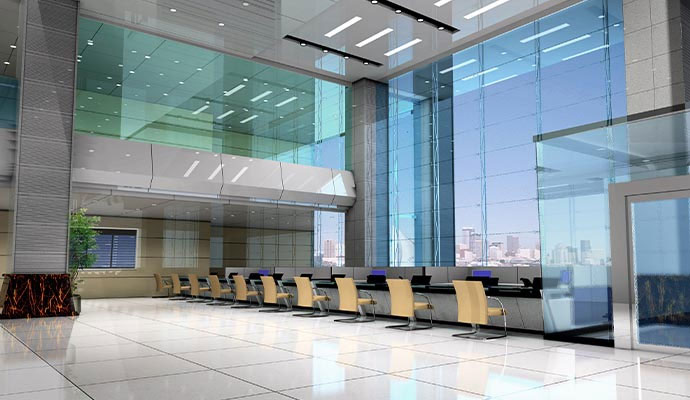 Corporate reception area interior