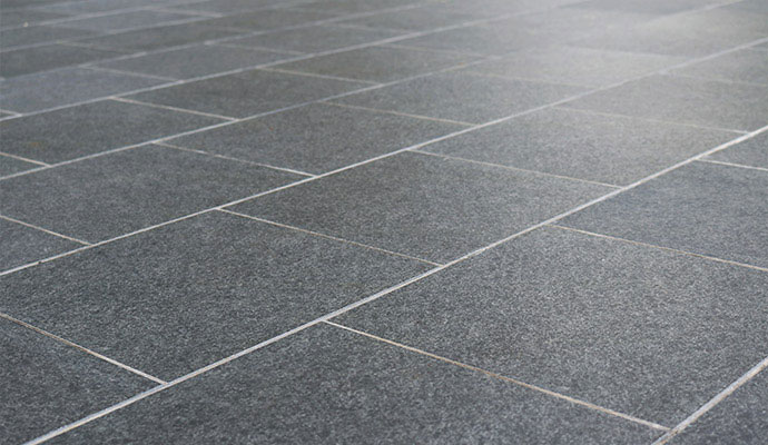 Dark granite floor tiles