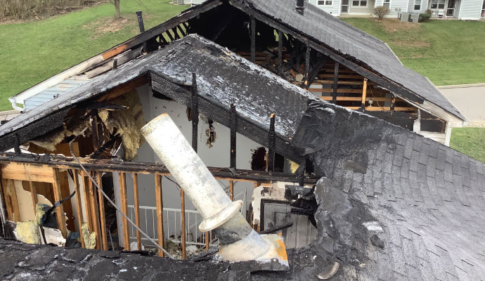 Fire damaged house