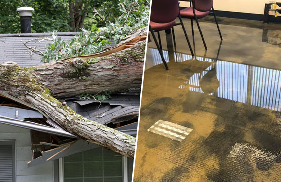 collage of Storm and flood damage