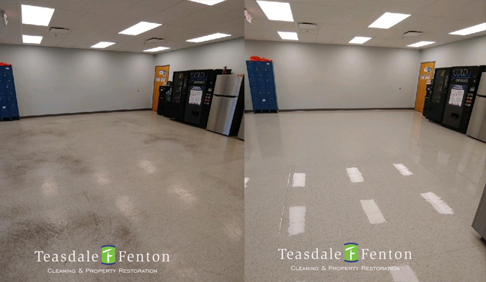 floor maintaining and cleaning before and after view