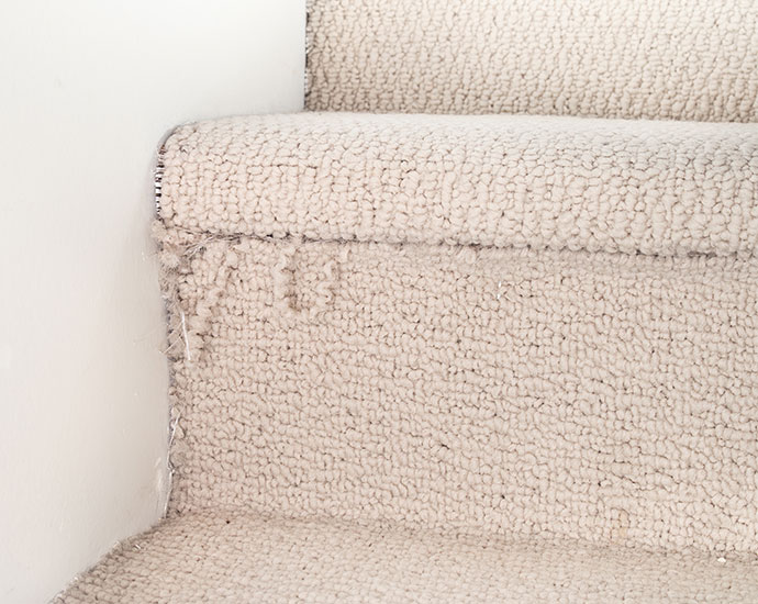 Frayed stair carpet