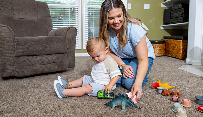 Fresh cleaned residential carpet