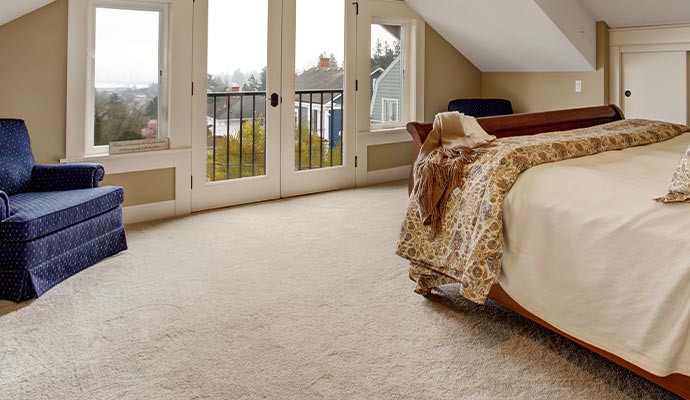 Freshly deodorized bedroom carpet