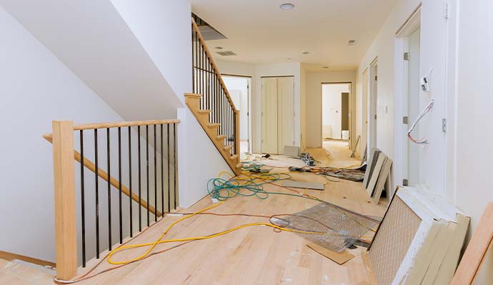 Home interior hallway under reconstruction