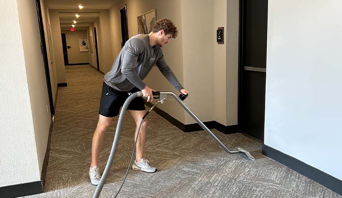 Hotel hallway carpet cleaning service