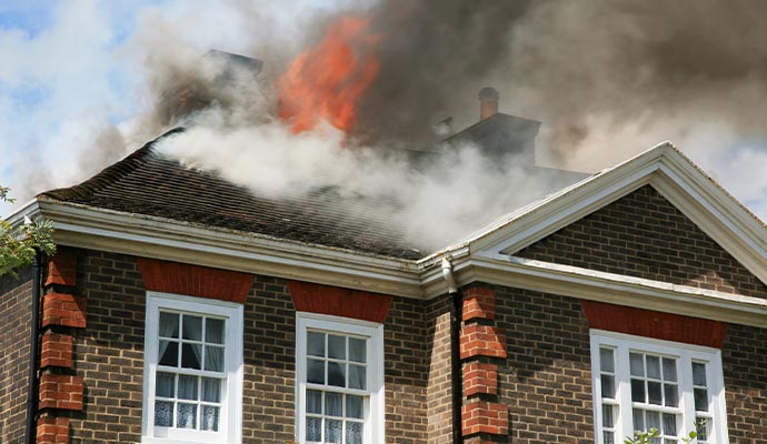 a fire damaged house