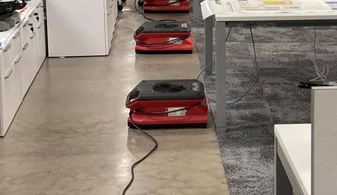 Commercial air movers for office water damage restoration