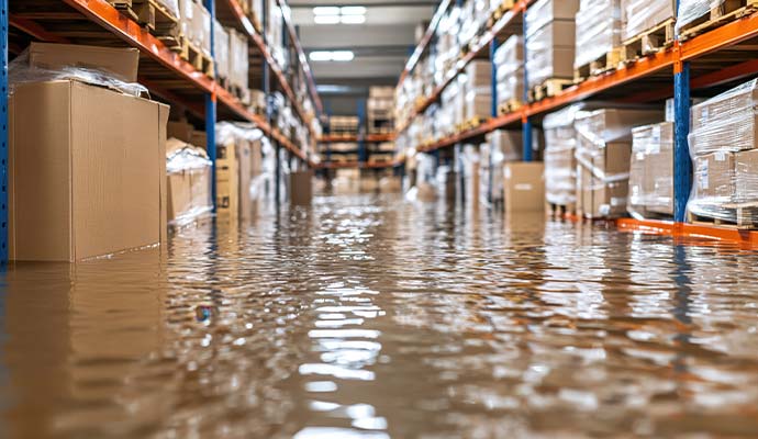 Interior view of a flood damage retail store