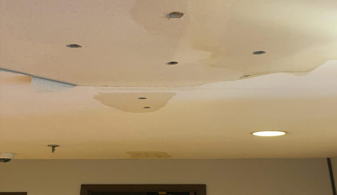Leaky ceiling due to roof leak