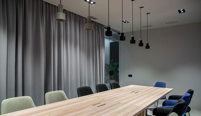 Modern conference room drapery