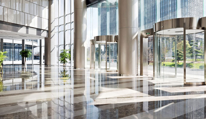 Modern corporate lobby marble floor