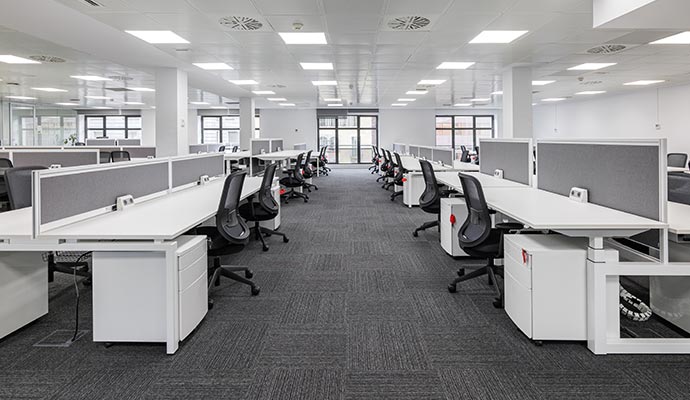 Modern office with carpet flooring