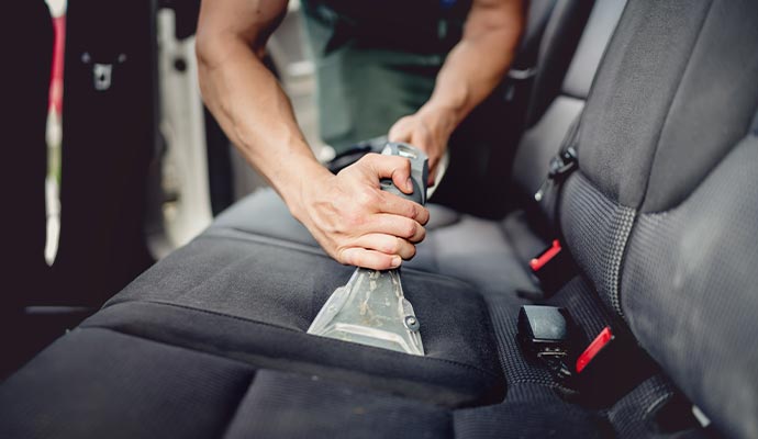Professional car upholstery steam cleaning service