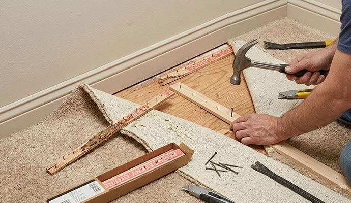 Professional carpet tack strip repair