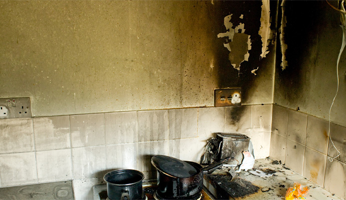 Soot damaged kitchen
