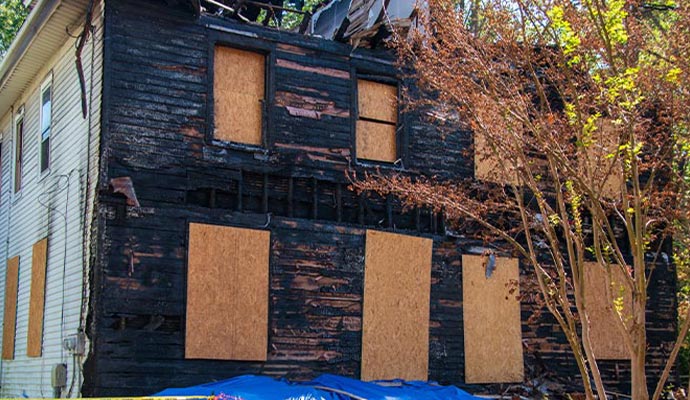 Fire damaged house