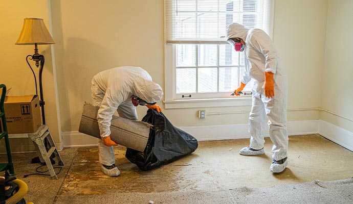 Professionals cleaning trauma scene