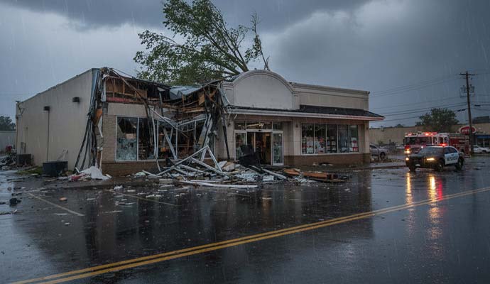Storm damage retail store