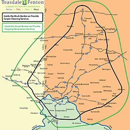 Teasdale Fenton Cleaning & Property Restoration Service Area Map