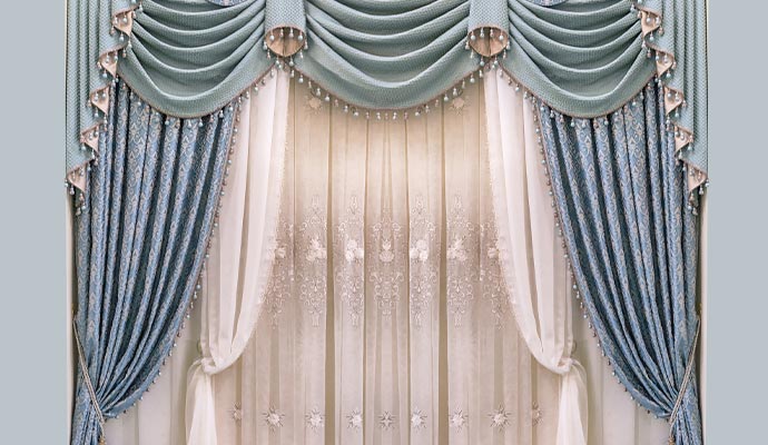 beautifully decorated cleaned curtains.