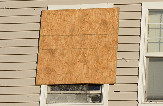 Boarded window